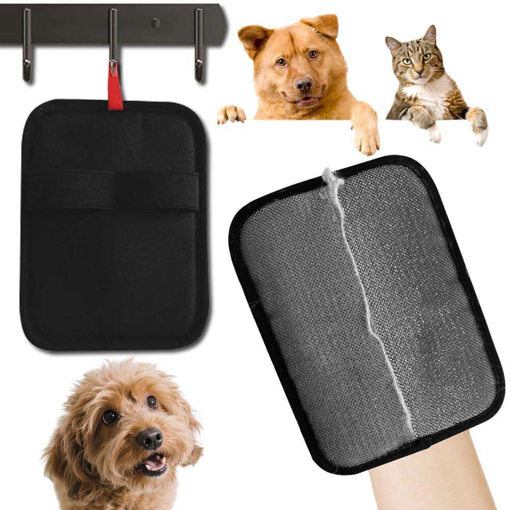 DLIOJHL Pet Hair Removal Gloves Cat  Dog Hair Cleaner Black Red