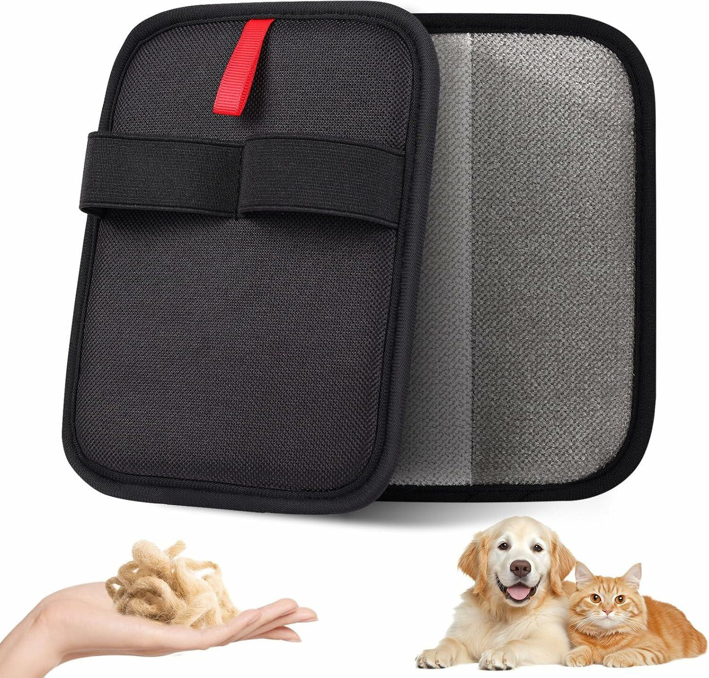 DLIOJHL Pet Hair Removal Gloves Cat  Dog Hair Cleaner Black Red