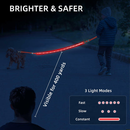 PetIsay Light-Up Dog Leash 6FT USB-C Rechargeable Waterproof