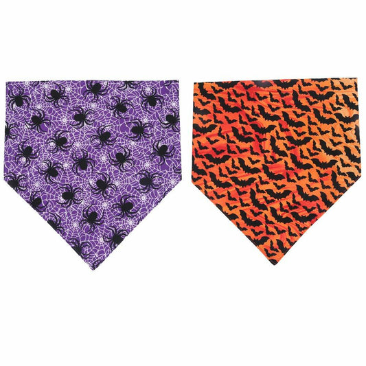 KZHAREEN 2 Pack Halloween Dog Bandana Reversible Triangle Scarf