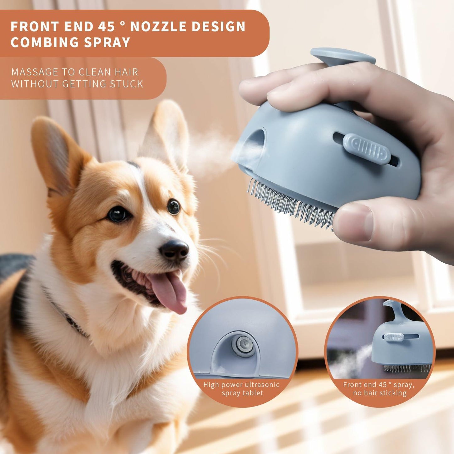 NAHANGPET 4-in-1 Rechargeable Cat Steam Brush Shedding Comb