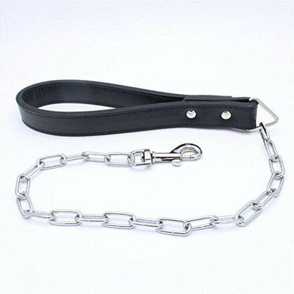 haoyueer Leather Spiked Studded Dog Collar & Chain Leash Set