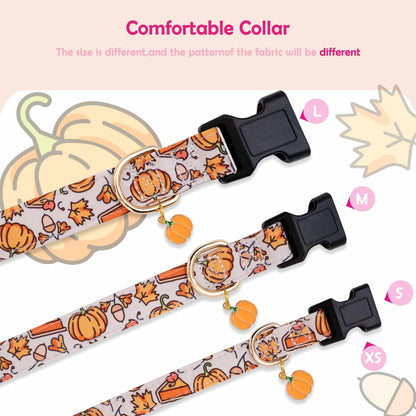 Deal US Small Pumpkin Leaf Dog Collar for Fall Autumn Days