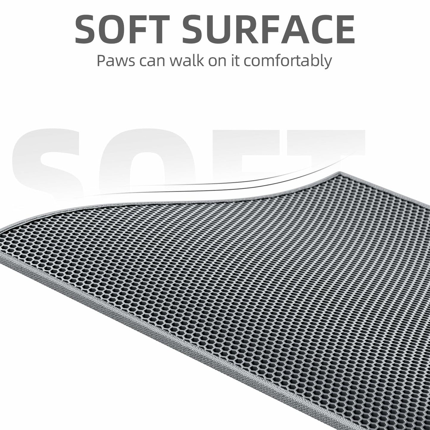 ESTHELLO Cat Litter Mat Large Honeycomb Double Layer Gray 36
