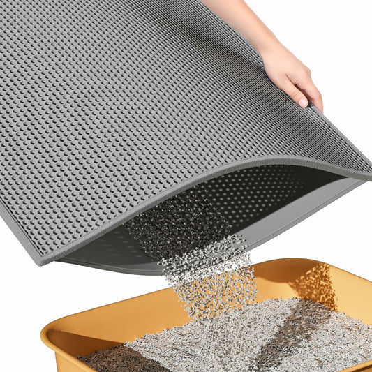 Purrfect Pet Kingdom ESTHELLO Cat Litter Mat Large Honeycomb Double Layer Gray 36 (Default Title) - Premium Litter Boxes