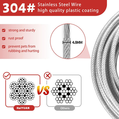 HaiYUAN Dog Tie Out Cable Steel Wire with Clips Blue 10-30 F