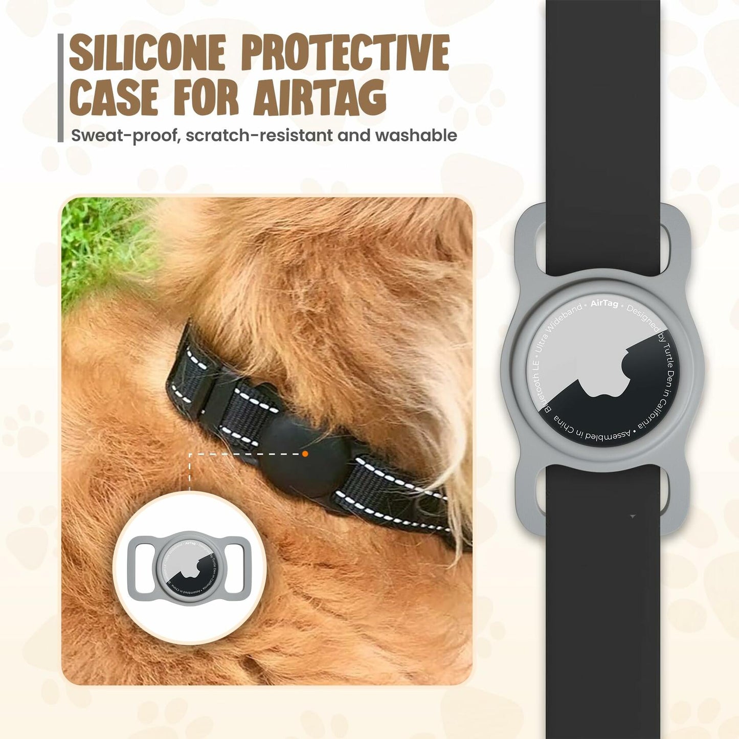 Deal US Turtle Den Airtag Dog Collar Holder Waterproof 2Pk
