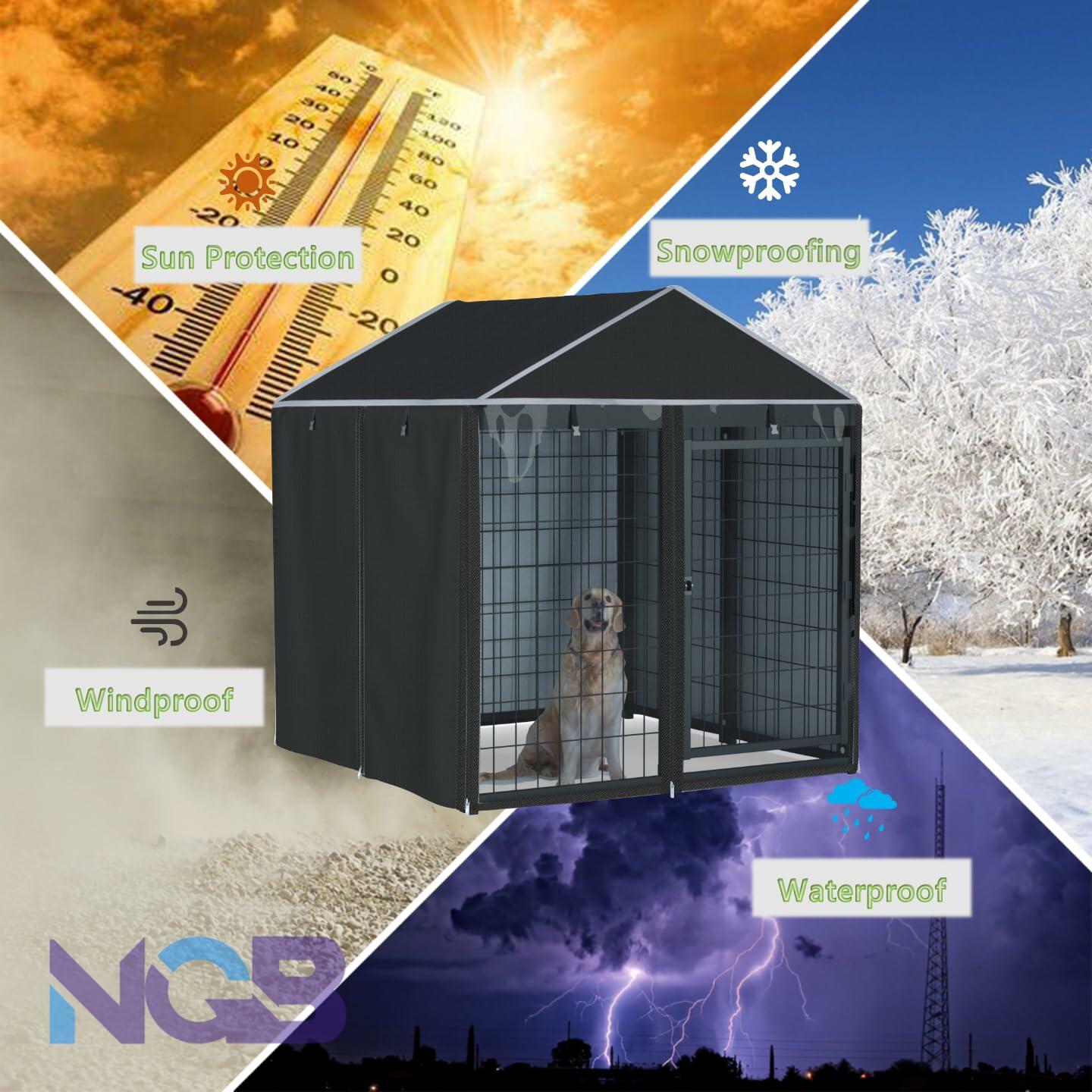 NGB Outdoor Dog Kennel Cover 4x4x4.5ft 600D Waterproof Windp