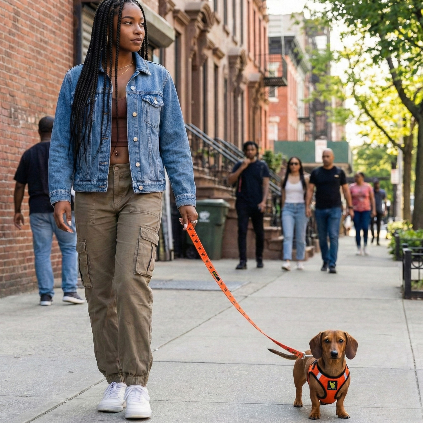 Dog Leash EcoBark Safety Orange Leash- Padded Comfort Grip - detail product image for dog leash