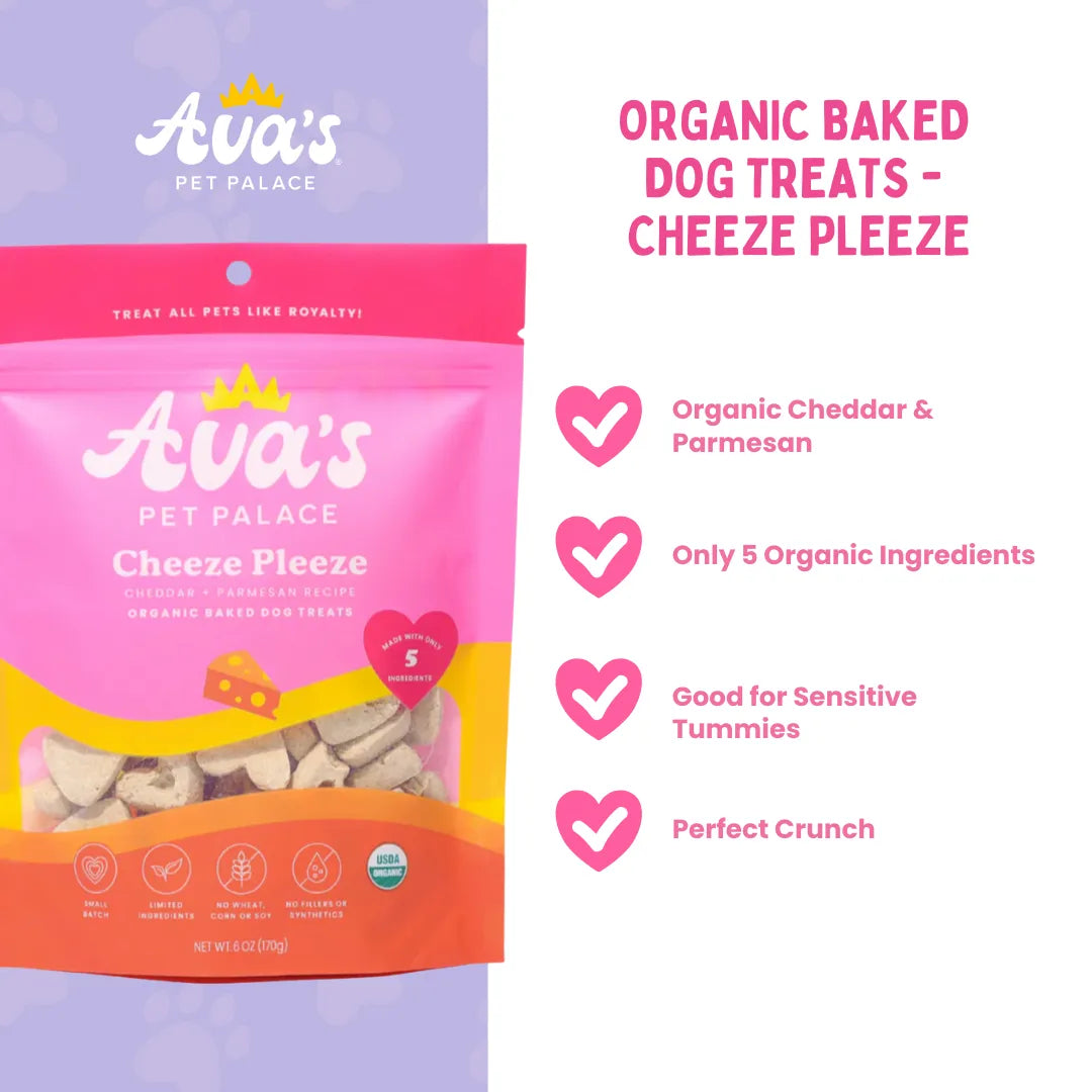 Organic Baked Dog Treats - Cheeze Pleeze by Ava's Pet Palace, 8.99, golden brown color, perfect for dogs.