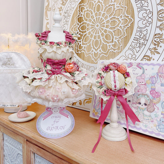 High quality Ros? Blossom Couture Dog Dress & Hat Set