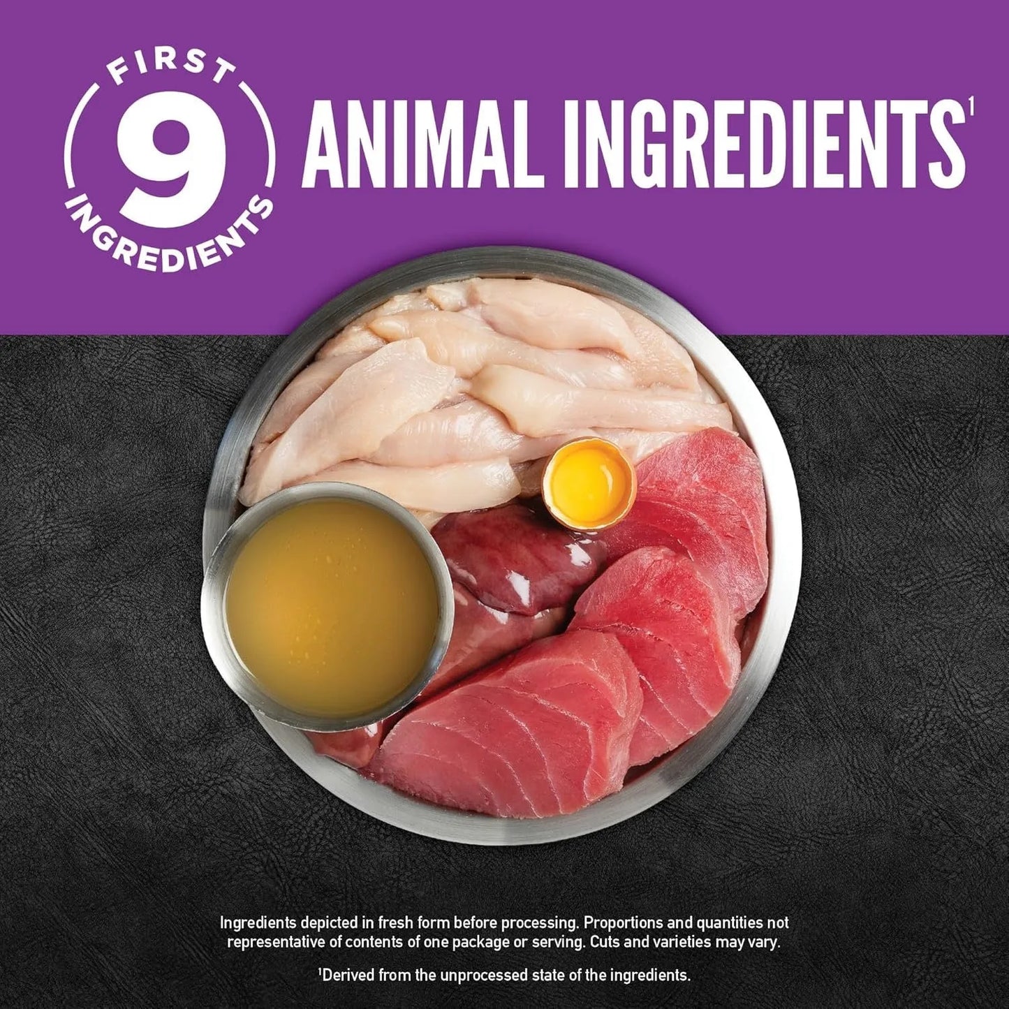 Orijen Grain Free Chunks & Shreds Kitten Chicken & Tuna Wet Cat Food by The Family Pet, 3oz, in a colorful can.