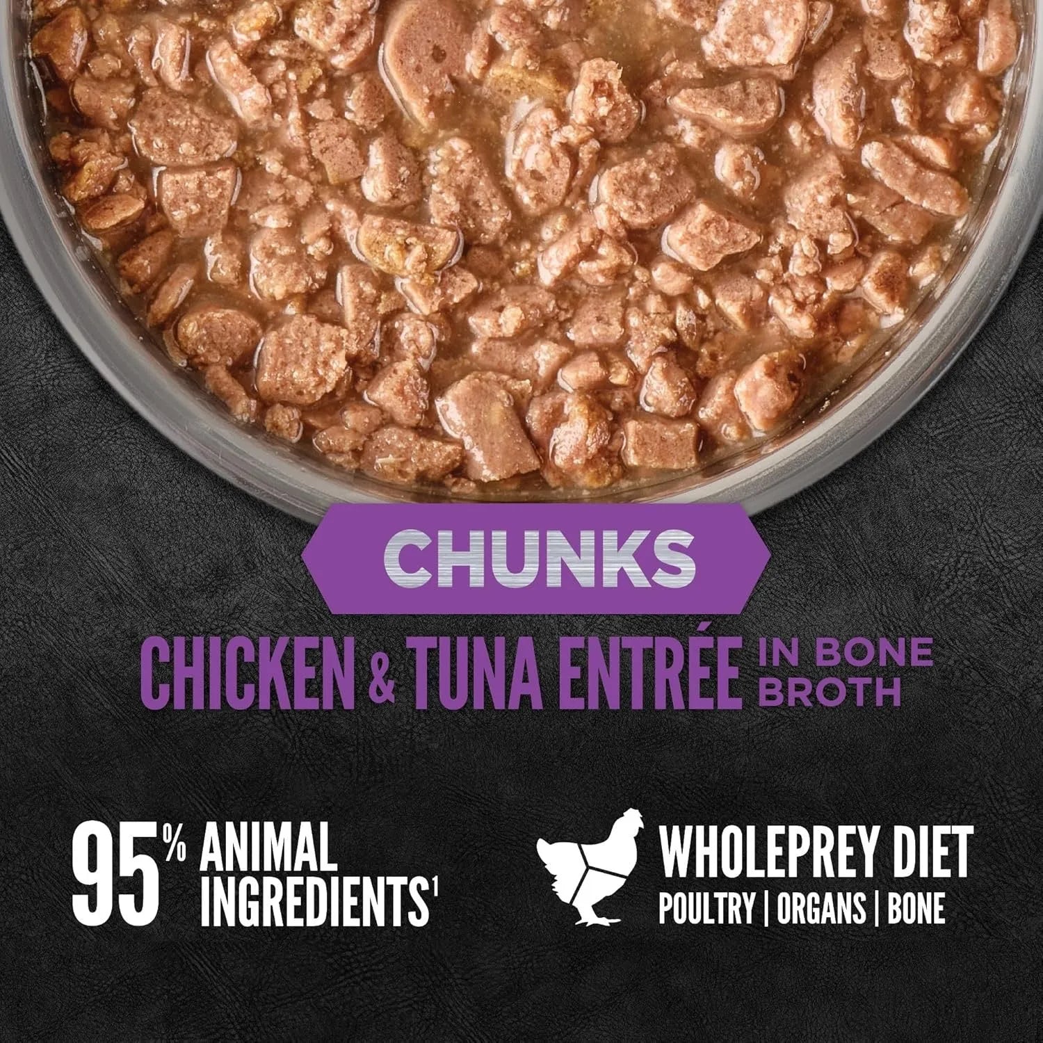 Orijen Grain Free Chunks & Shreds Kitten Chicken & Tuna Wet Cat Food by The Family Pet, 3oz can, featuring vibrant packaging.