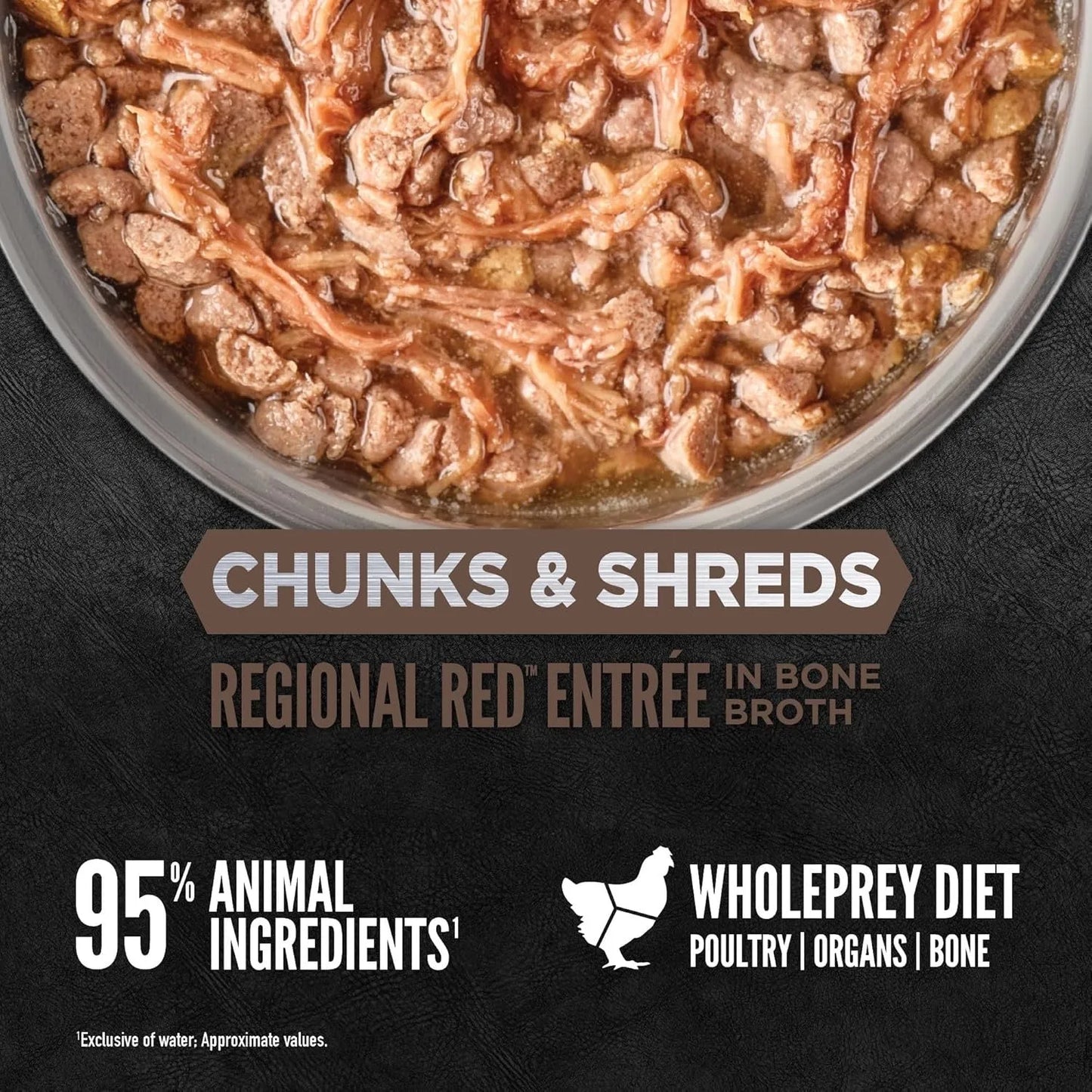 Orijen Grain Free Chunks & Shreds Regional Red Wet Cat Food by The Family Pet, 3oz, featuring rich red meat in a convenien...