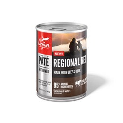 Orijen Regional Red grain free dog food Pâté can made with beef and rich in animal ingredients