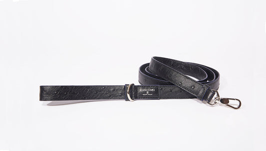 Dog Leash-Large, Black Ostrich