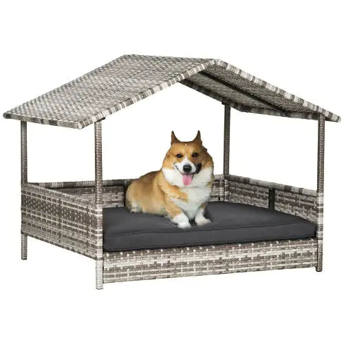 Purrfect Pet Kingdom outdoor luxury dog bed with a stylish roof for cozy outdoor lounging