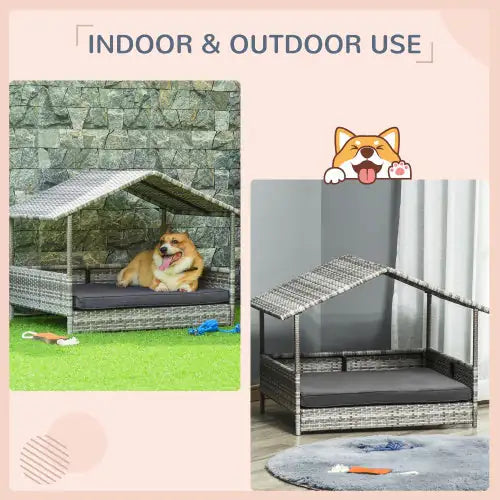 Purrfect Pet Kingdom outdoor luxury dog bed designed for indoor and outdoor use with a stylish canopy