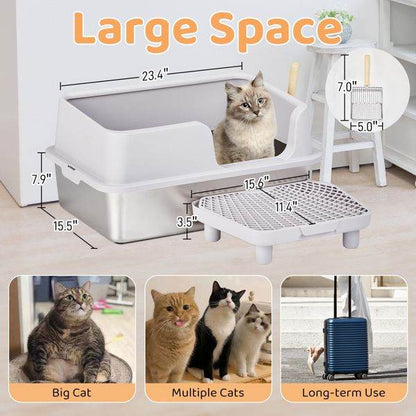 Purrfect Pet Kingdom easy clean metal litter box with large space and high sides for big cats and multiple cats