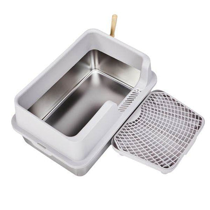 Purrfect Pet Kingdom easy clean metal litter box with high sides and included scoop for cats