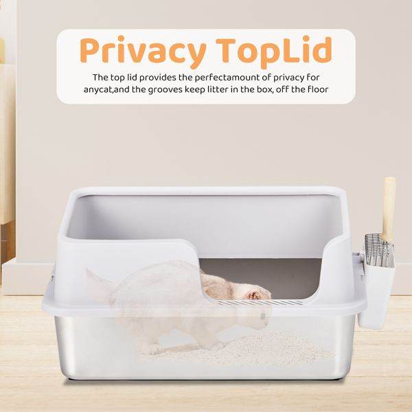 Purrfect Pet Kingdom easy clean metal litter box with high-sided design and privacy top lid for cats