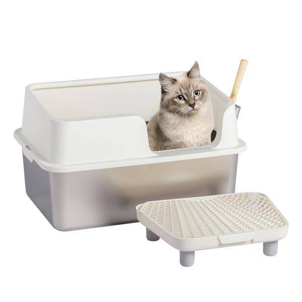 Purrfect Pet Kingdom Stainless Steel Cat Litter Box High-Sided as picture Purrfect Pet Kingdom