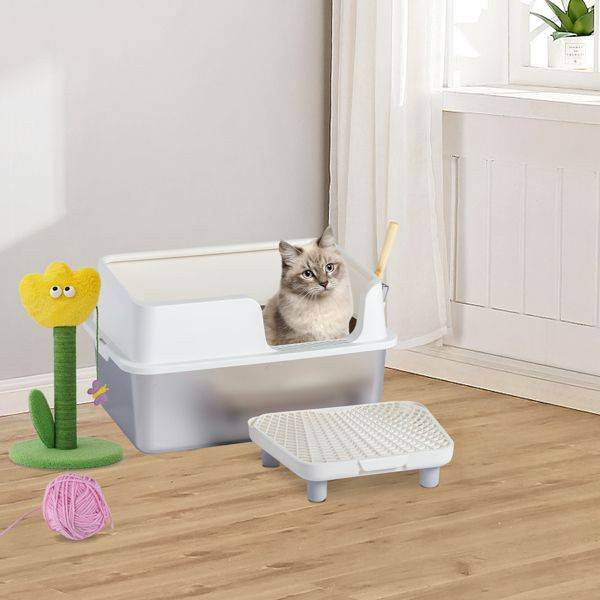 Purrfect Pet Kingdom Stainless Steel Cat Litter Box High-Sided Purrfect Pet Kingdom