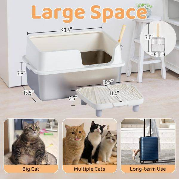 Purrfect Pet Kingdom Stainless Steel Cat Litter Box High-Sided Purrfect Pet Kingdom