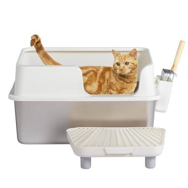 Purrfect Pet Kingdom Stainless Steel Cat Litter Box High-Sided Purrfect Pet Kingdom