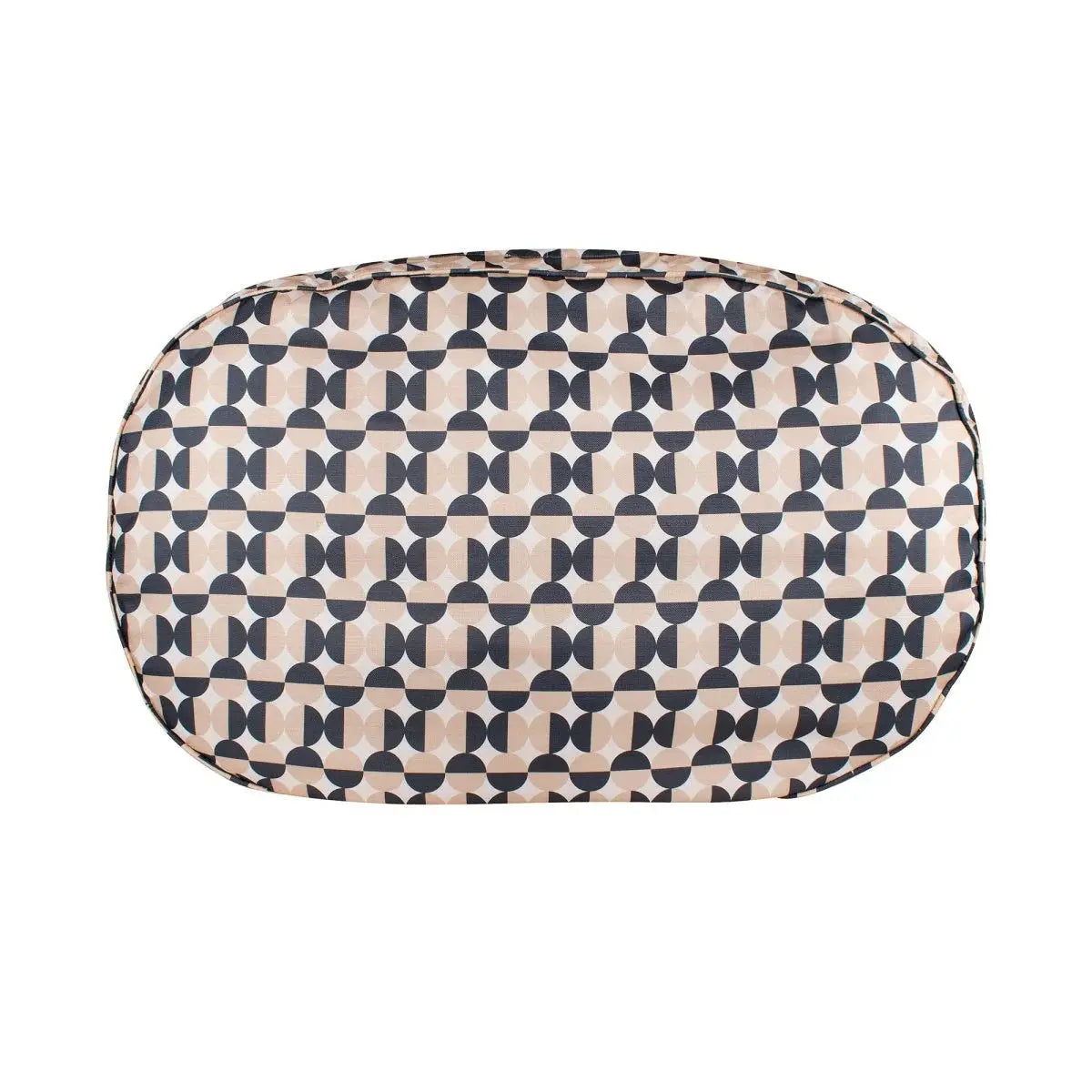 K9 Outdoors oval dog bed lounger in trendy geometric pattern for ultimate pet comfort