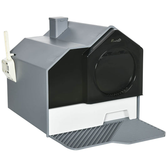Purrfect Pet Kingdom Hidden Cat Litter Box with Particle Catching Mat Gray Purrfect Pet Kingdom