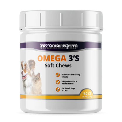 Paw and Tail Supply - PiccardMeds4pets Skin and Coat Omega-3 Soft Chews Small Dogs and Cats 150ct - Pet Health & Wellness