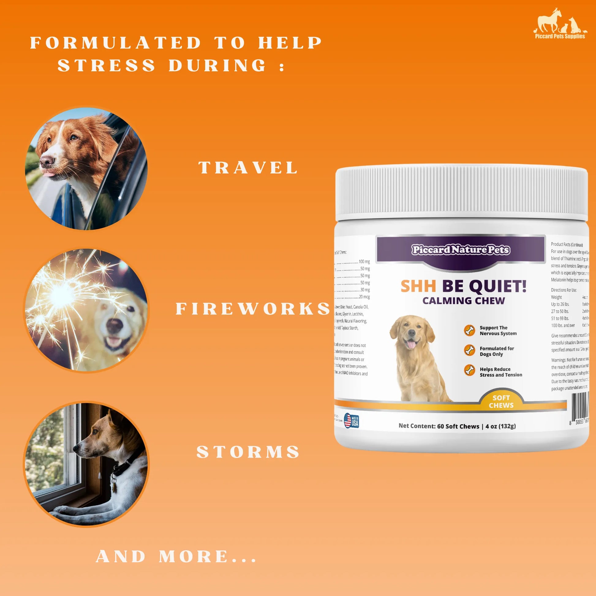 Paw and Tail Supply - PiccardNaturePets Shh Be Quiet! Calming Aid Dog Supplement - Dog Health & Wellness