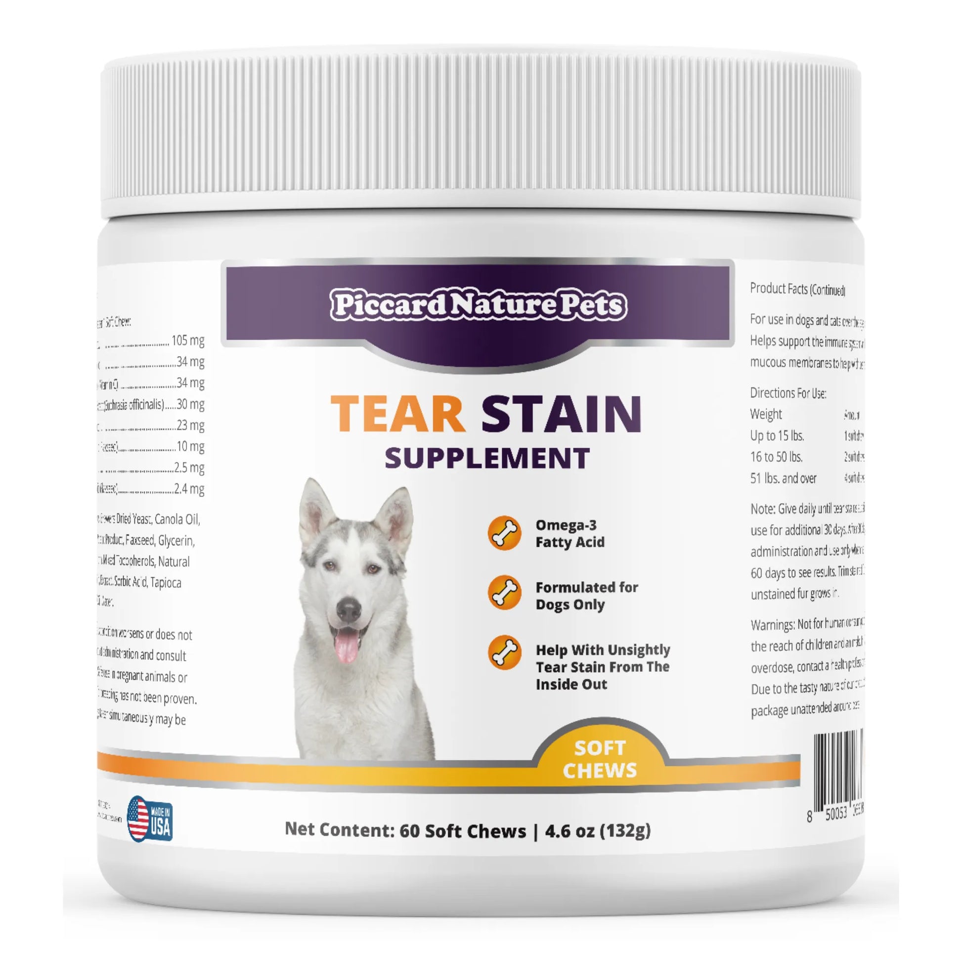 Paw and Tail Supply - PiccardNaturePets Tear Stain Supplement with Lutein for Dogs - Dog Health & Wellness