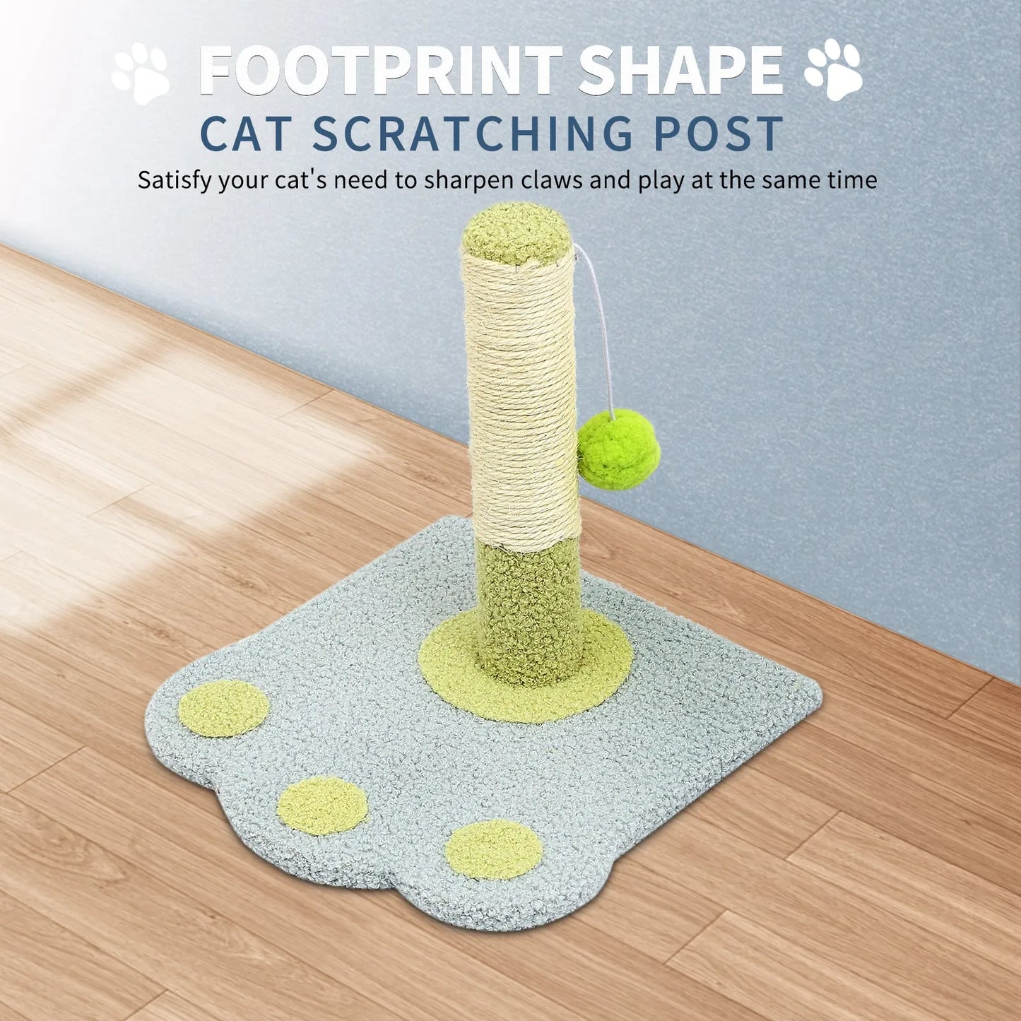 Paw Print Cat Scratching Column by Purrfect Pet Kingdom in pink, ideal for healthy claw grooming, perfect for playful cats.