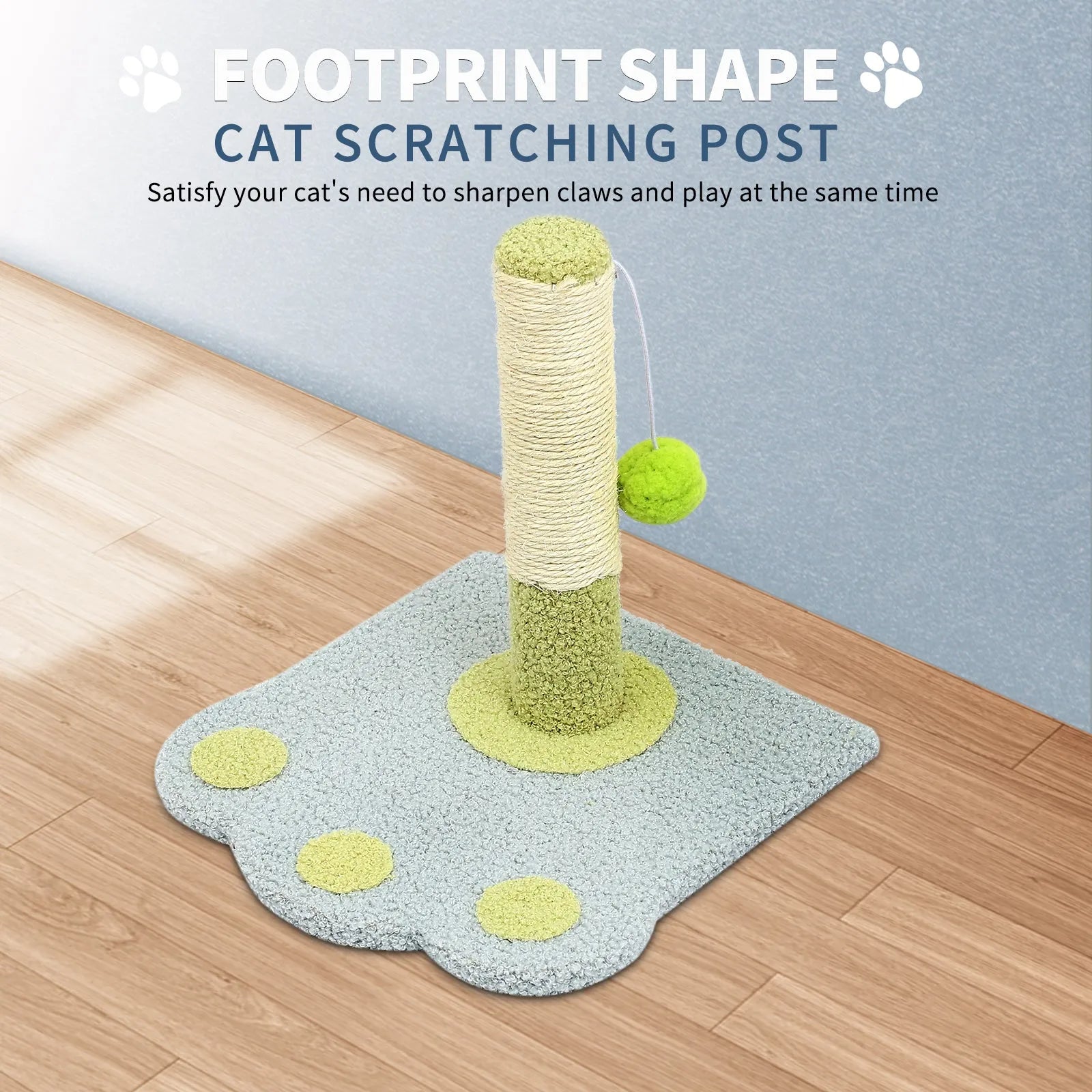 Paw Print Cat Scratching Column by Purrfect Pet Kingdom in pink, ideal for healthy claw grooming, perfect for playful cats.