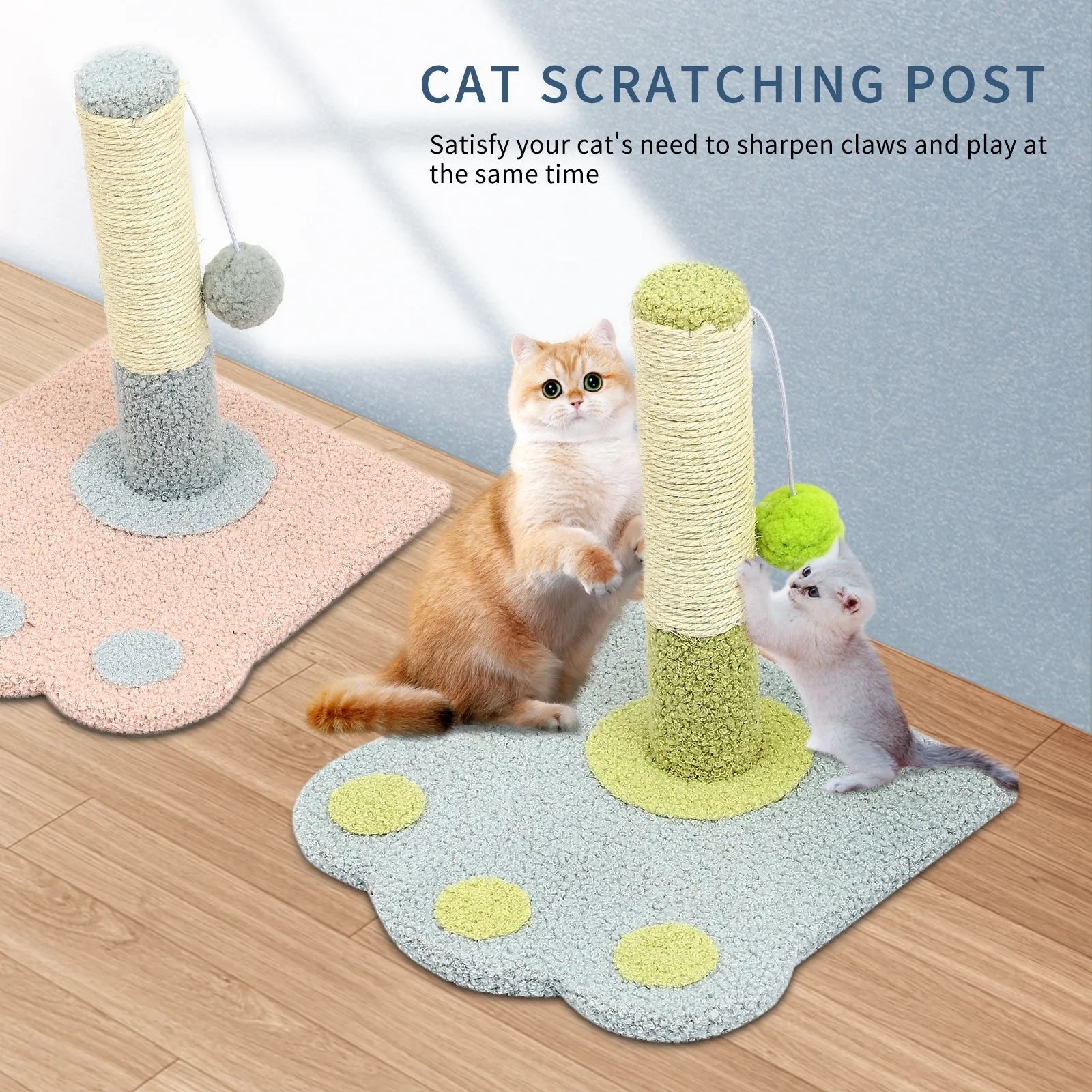 Paw Print Cat Scratching Column by Purrfect Pet Kingdom in pink, perfect for healthy claw grooming, ideal for cat trees an...