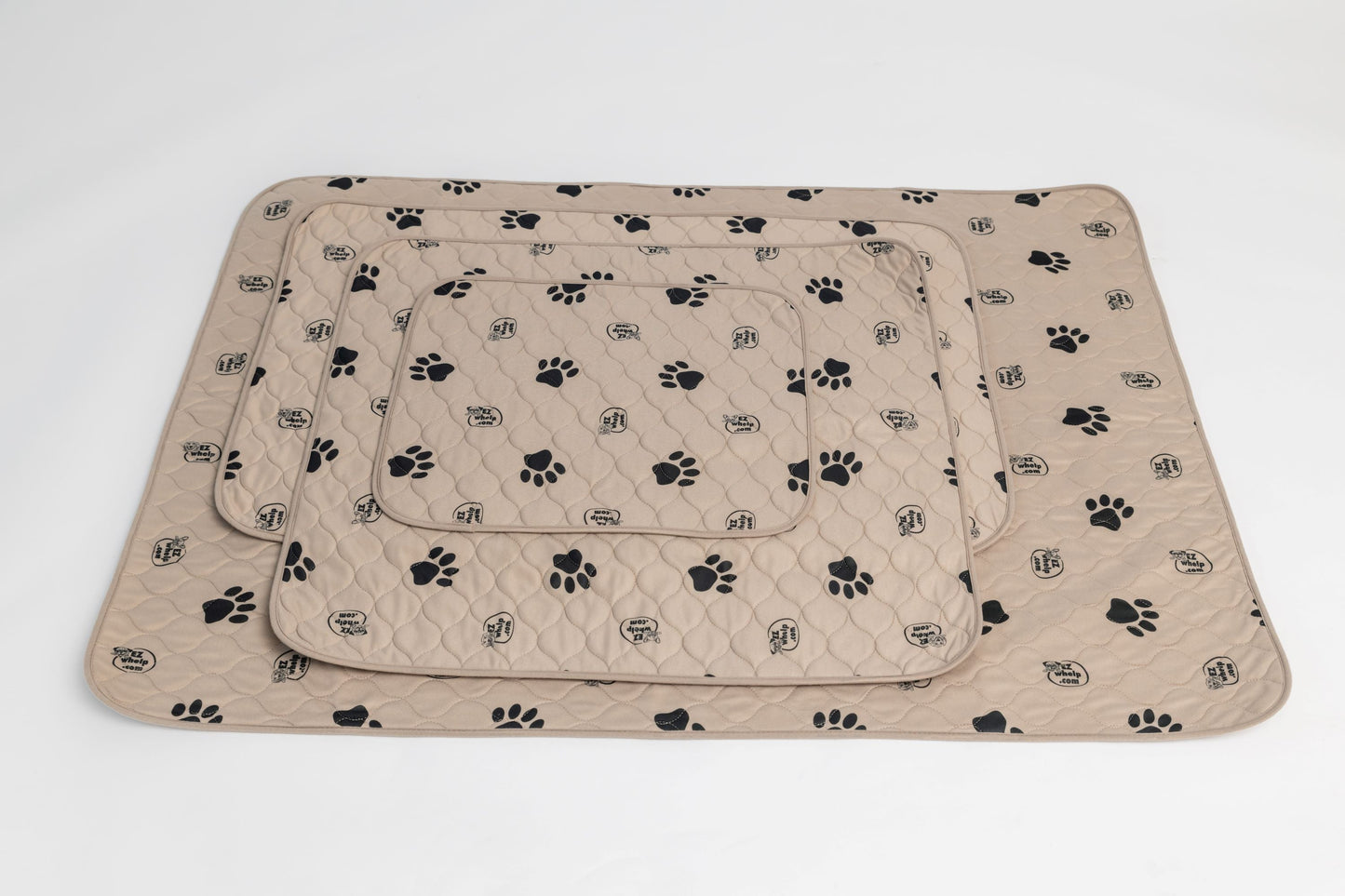 EZwhelp paw print pet mat 2 pack in beige featuring black paw print designs for easy pet feeding