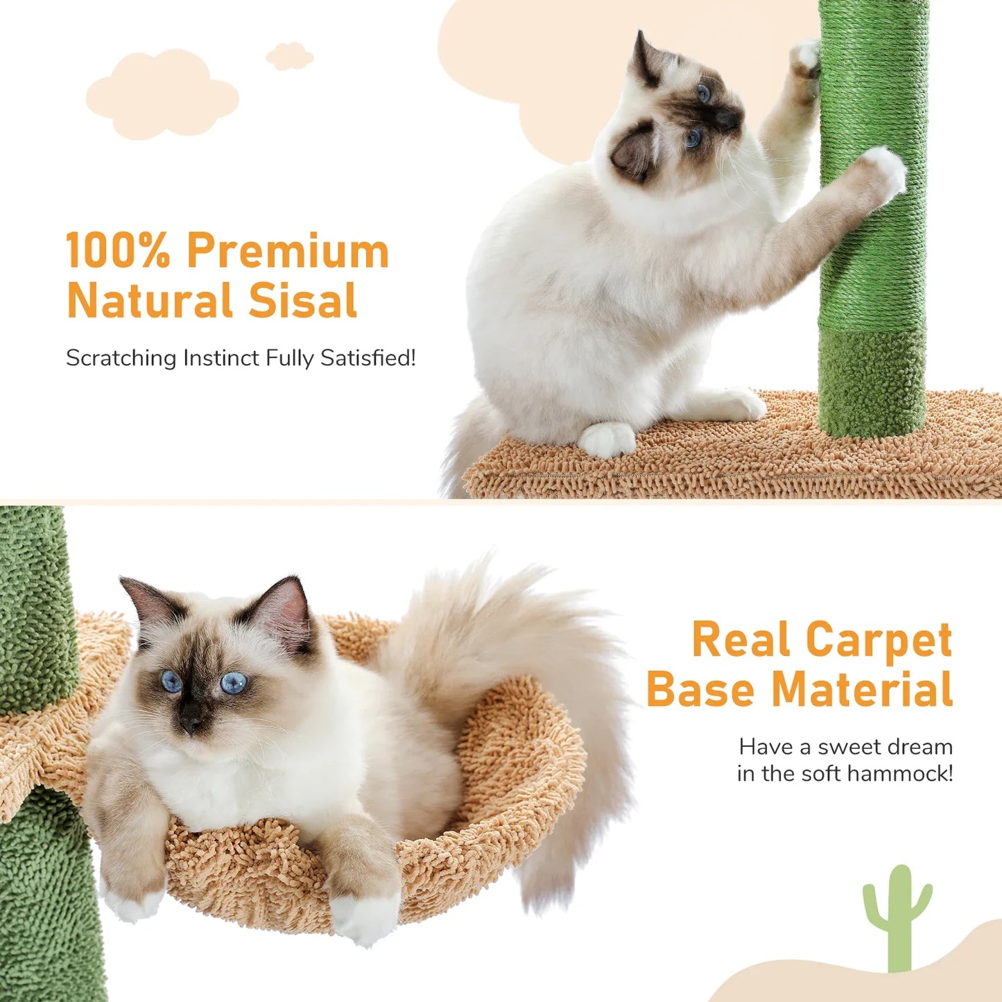 WTN Essentials 5 tier cat tree tower with natural sisal and soft carpet for feline comfort