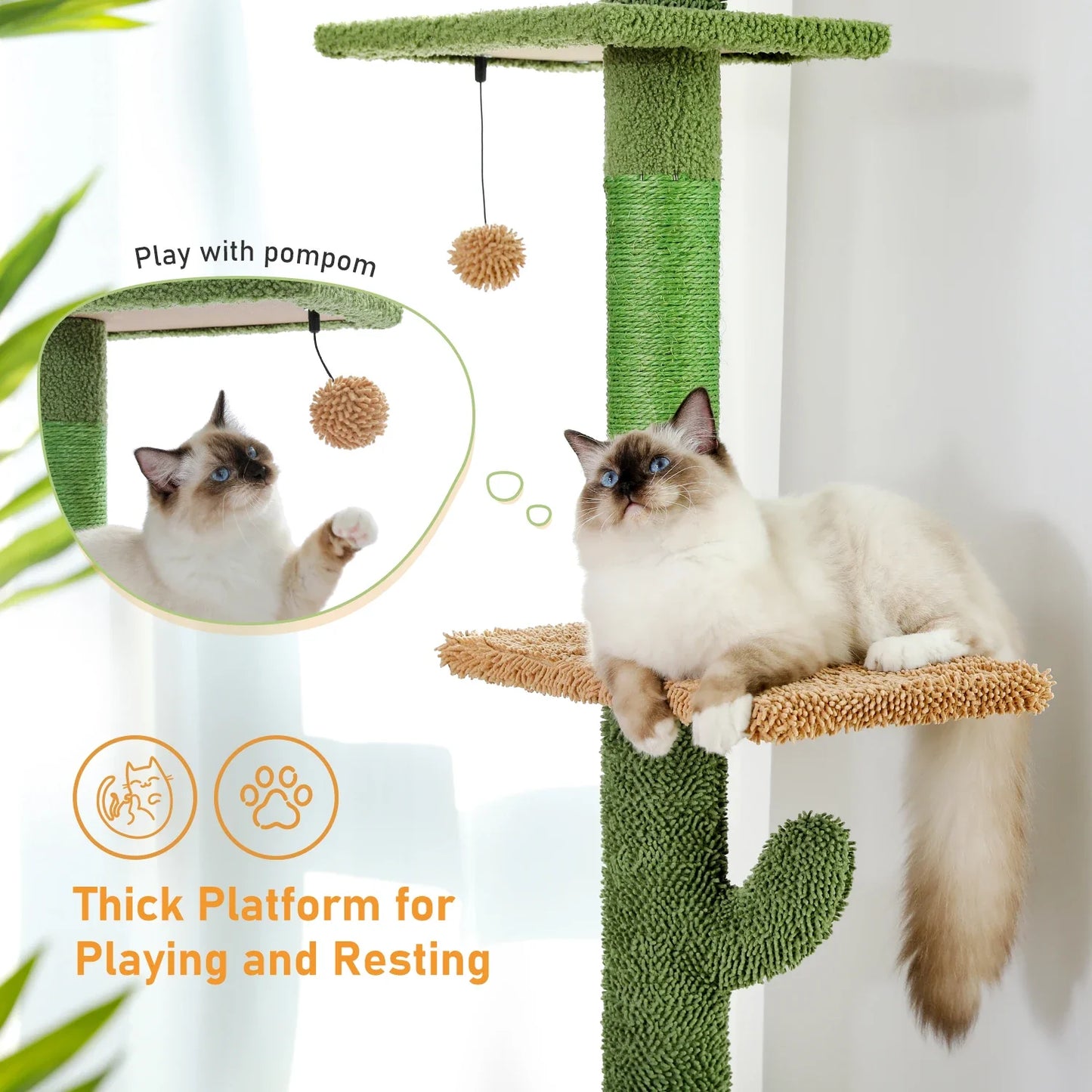 WTN Essentials 5 tier cat tree tower with thick platforms for playing and resting
