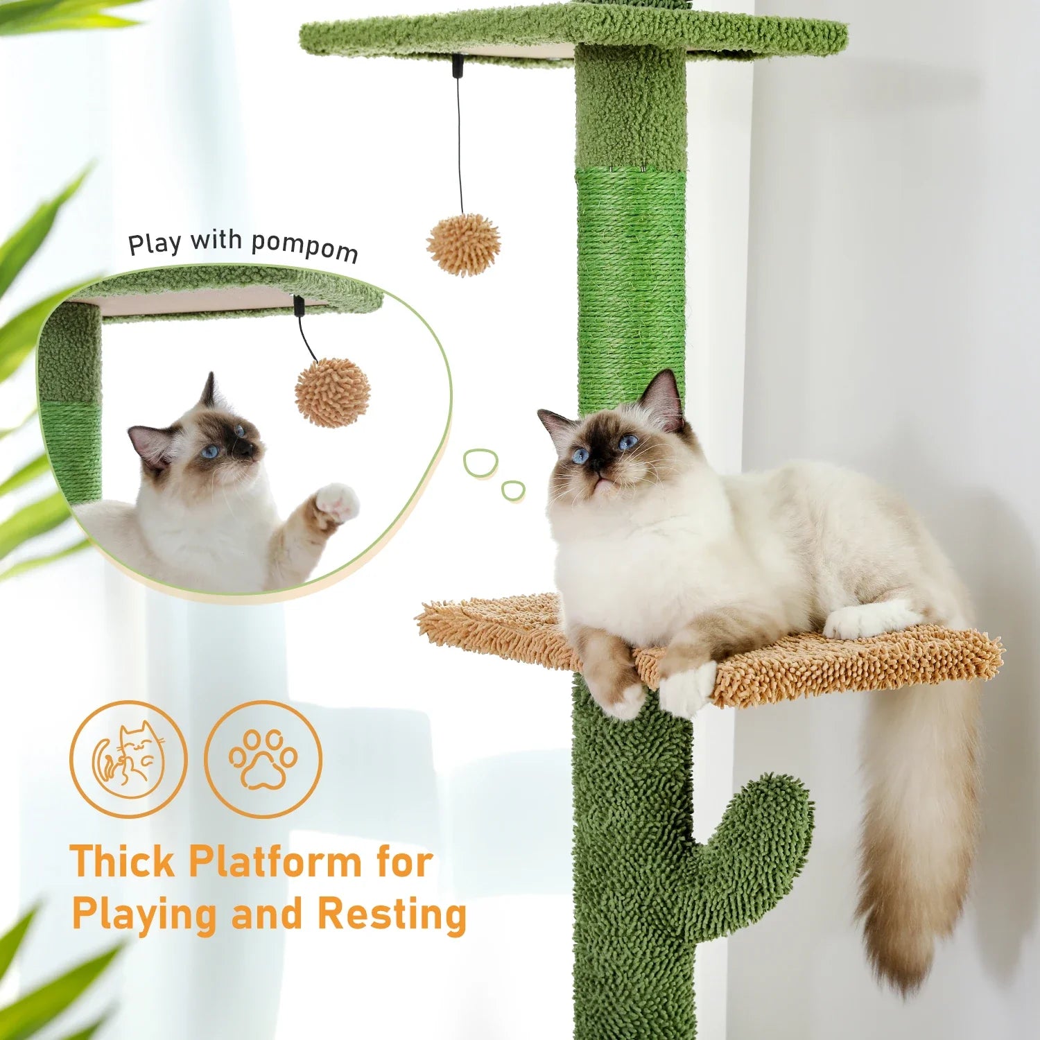 WTN Essentials 5 tier cat tree tower with thick platforms for playing and resting