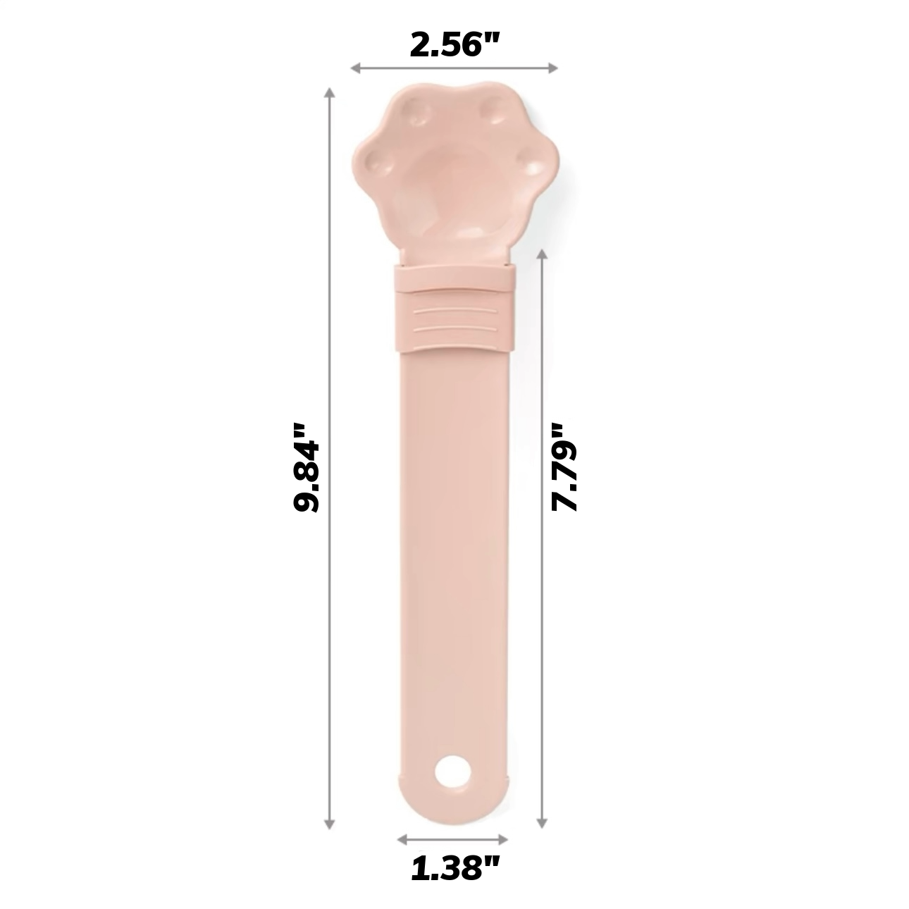 MangoPets paw shaped cat treat spoon in soft pink for easy feeding and measuring cat treats