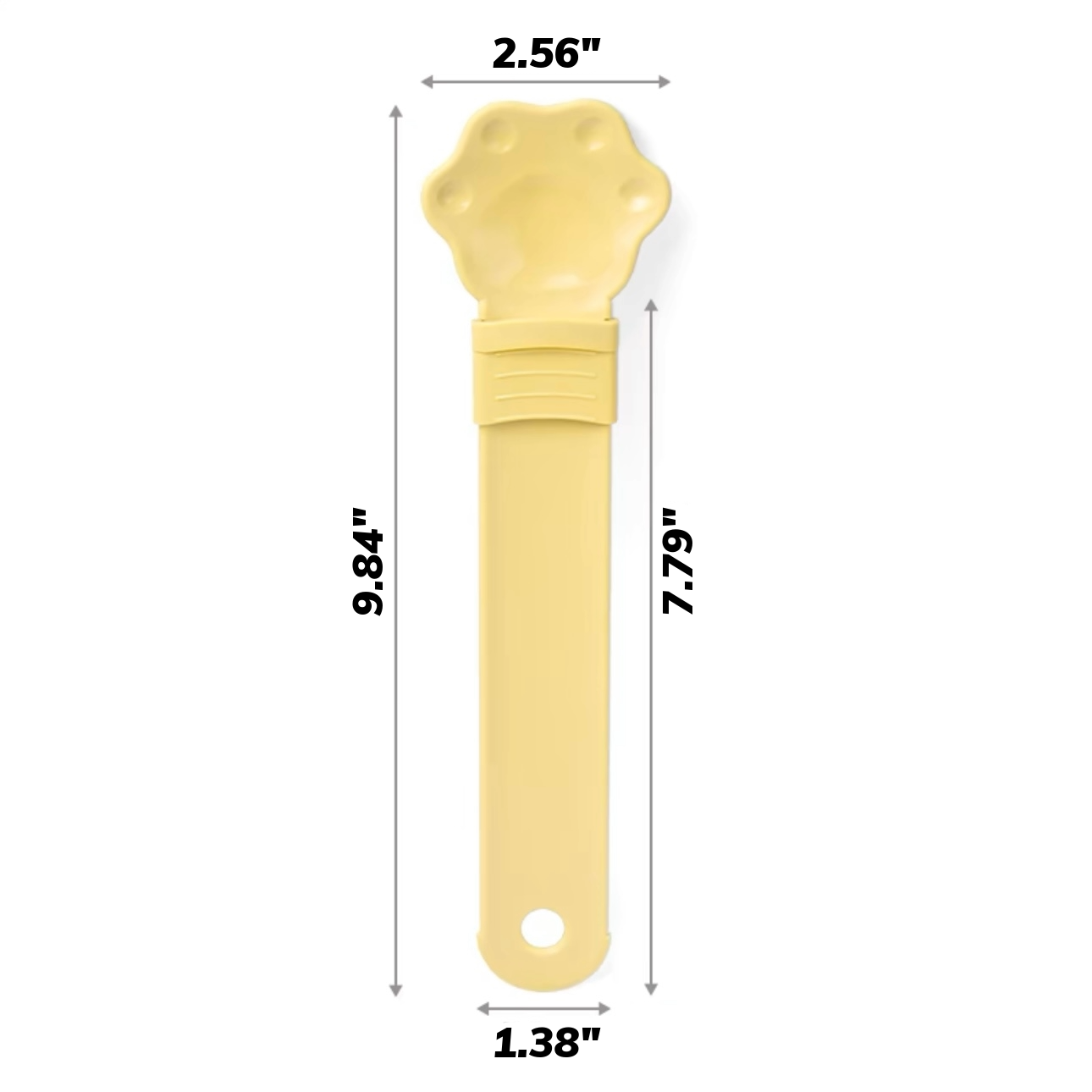 MangoPets paw shaped cat treat spoon in yellow for easy pet feeding and treats
