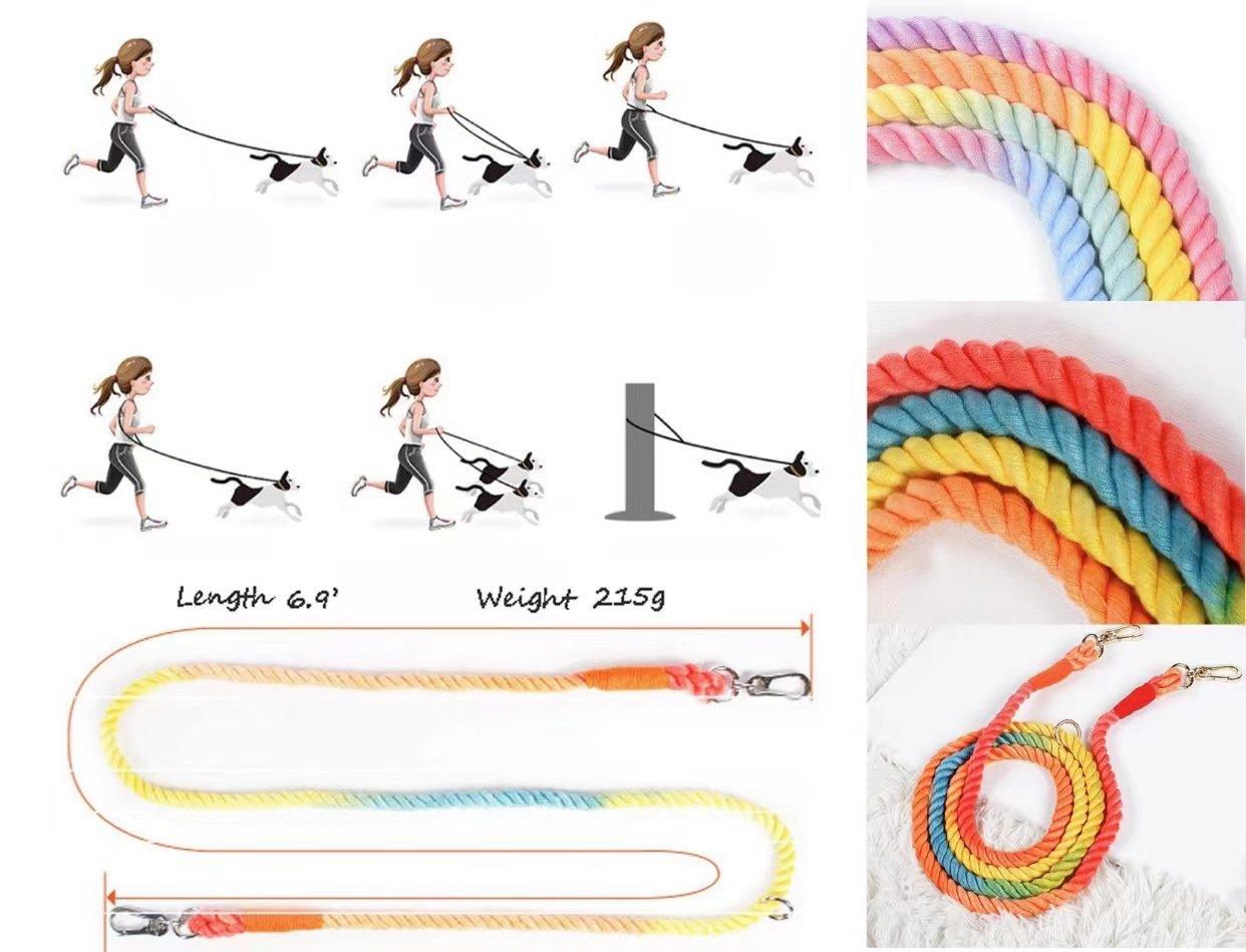 Tail Chasers Adjustable Dog Leash for Walking with Colorful Braided Design and Length of 6.9 Feet