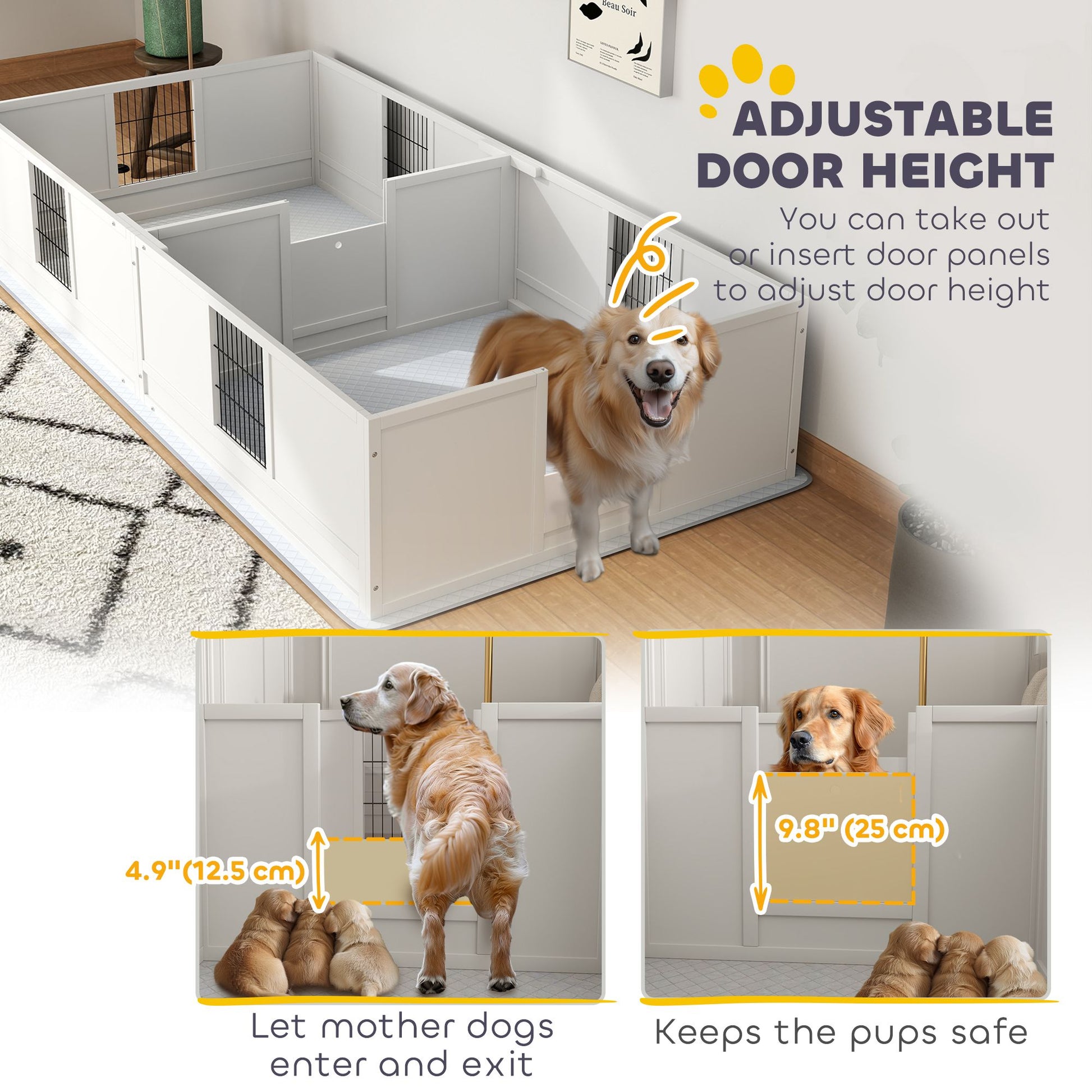 Purrfect Pet Kingdom Adjustable Door Whelping Box for Dogs Purrfect Pet Kingdom