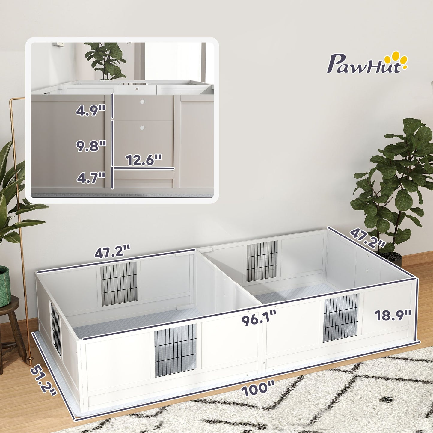 Purrfect Pet Kingdom Adjustable Door Whelping Box for Dogs Purrfect Pet Kingdom