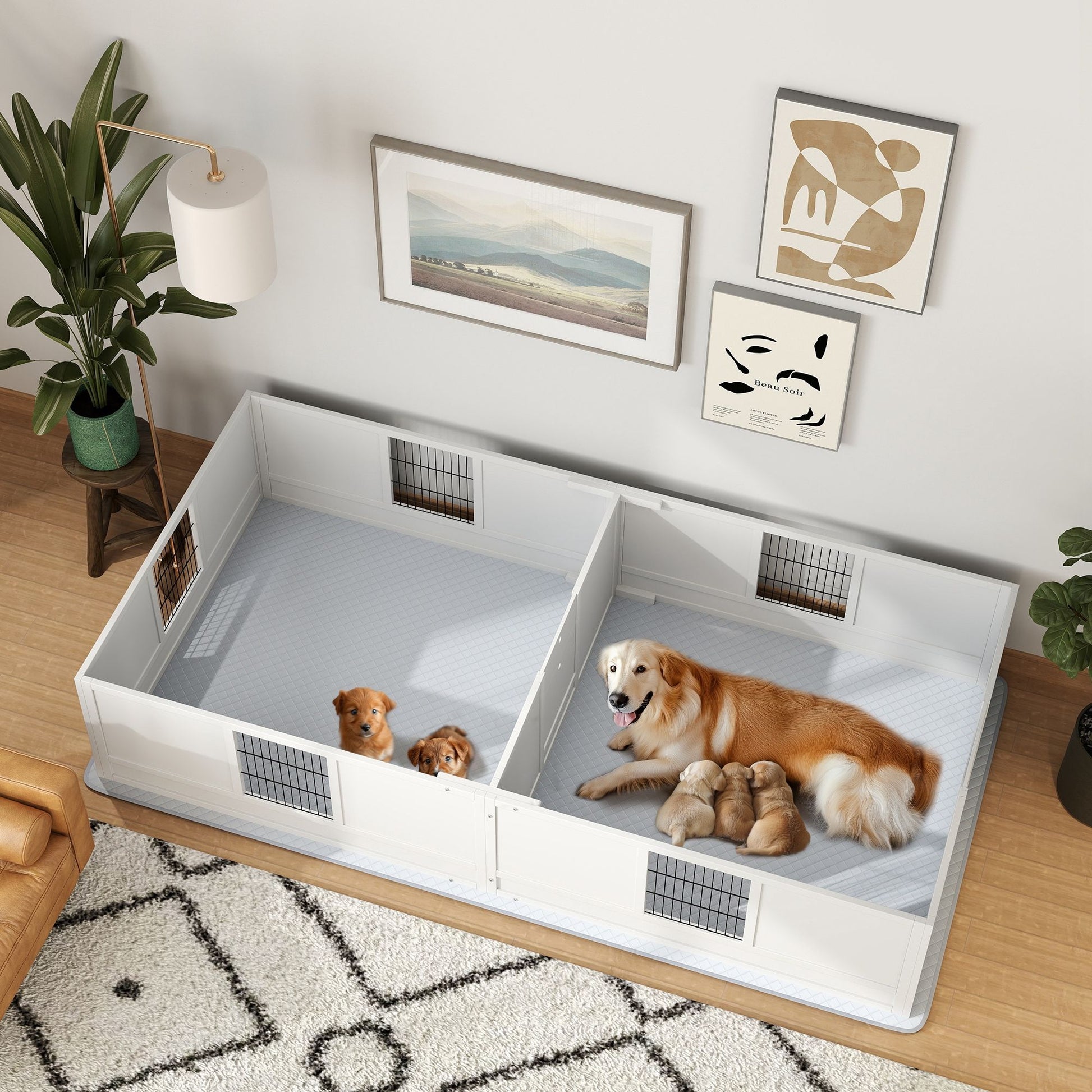 Purrfect Pet Kingdom Adjustable Door Whelping Box for Dogs Purrfect Pet Kingdom