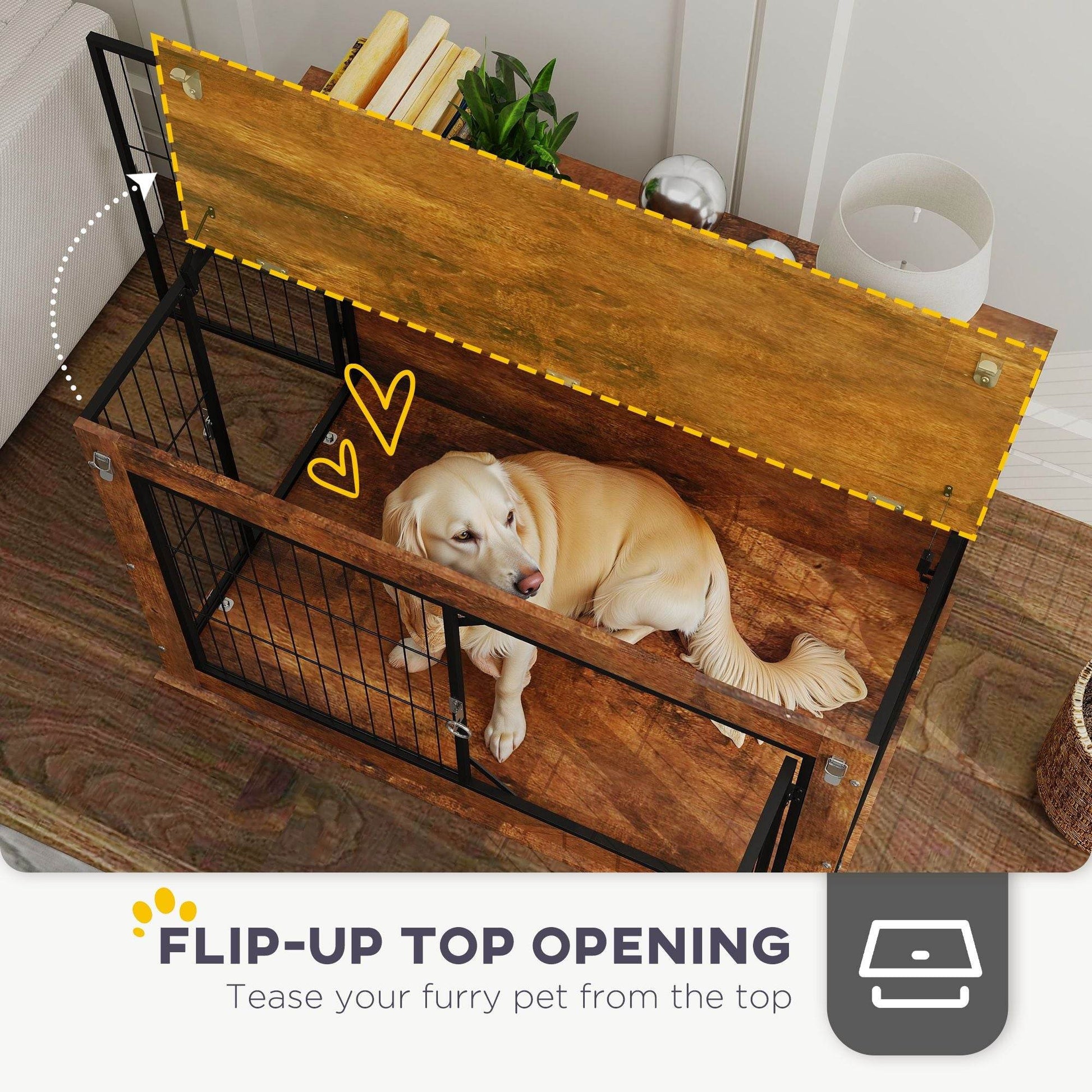 Purrfect Pet Kingdom Double Door Wooden Dog Crate Purrfect Pet Kingdom