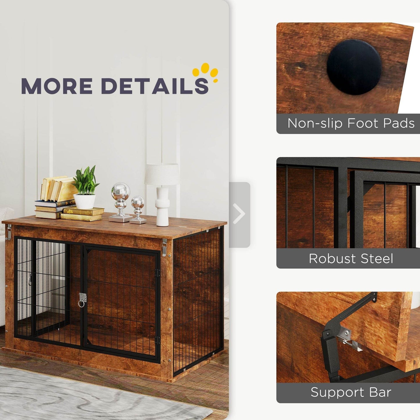 Purrfect Pet Kingdom Double Door Wooden Dog Crate Purrfect Pet Kingdom