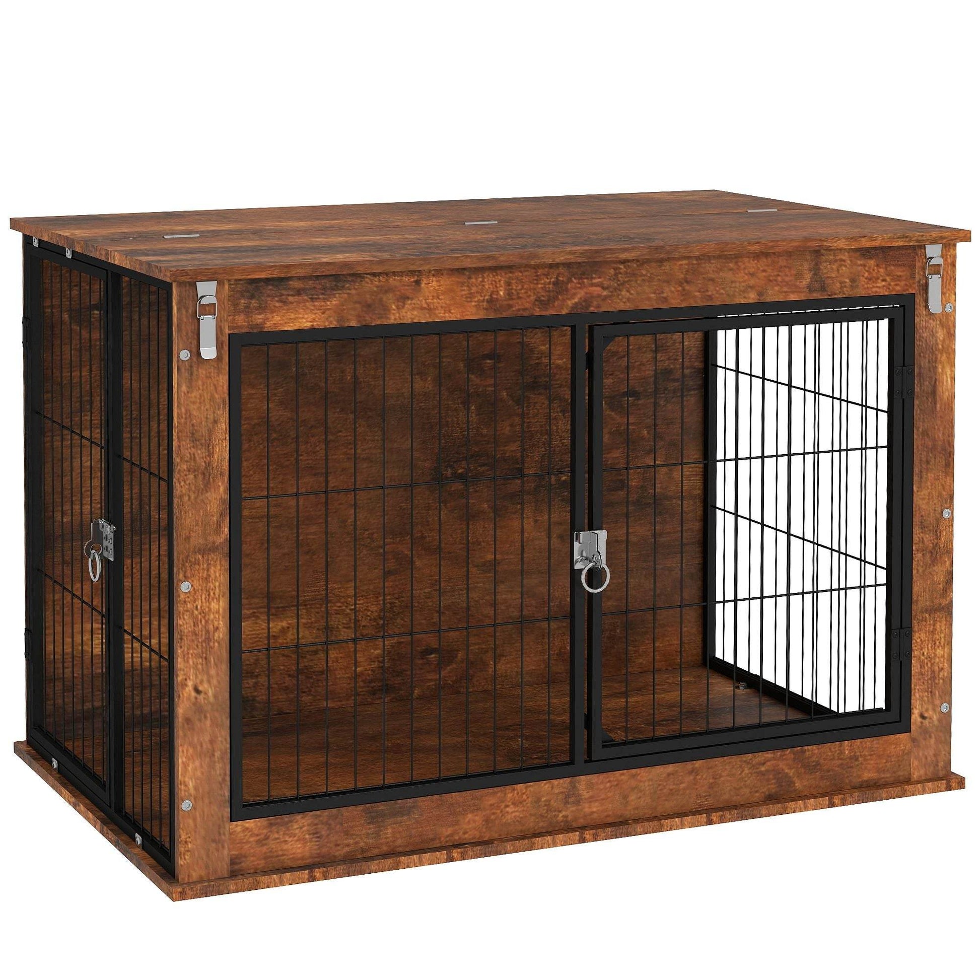 Purrfect Pet Kingdom Double Door Wooden Dog Crate Purrfect Pet Kingdom